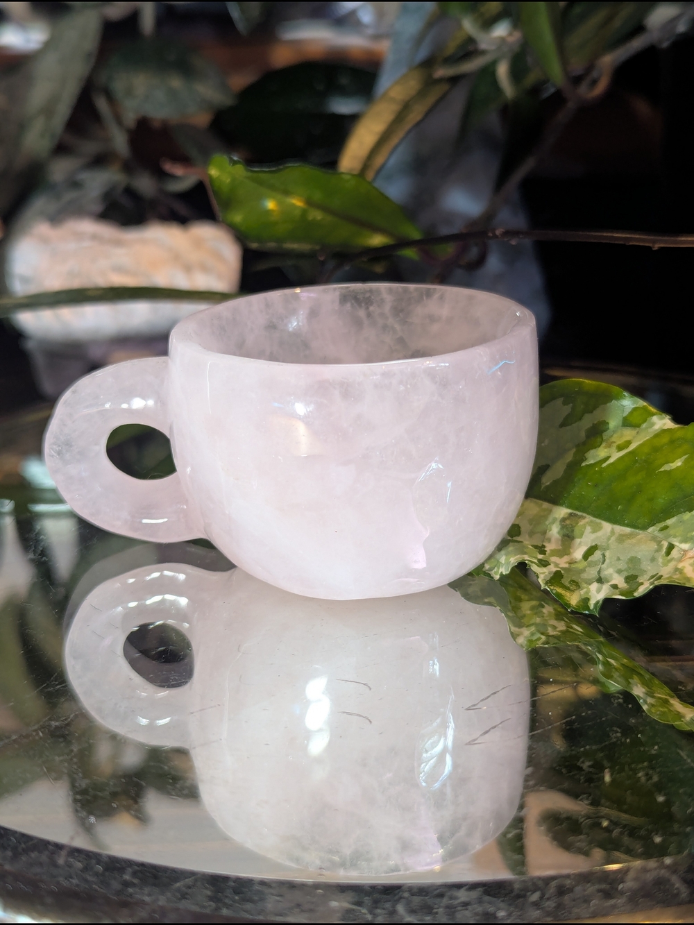 HQ Gemmy || Rose Quartz Tea Cup - Natural Pink Crystal Accent